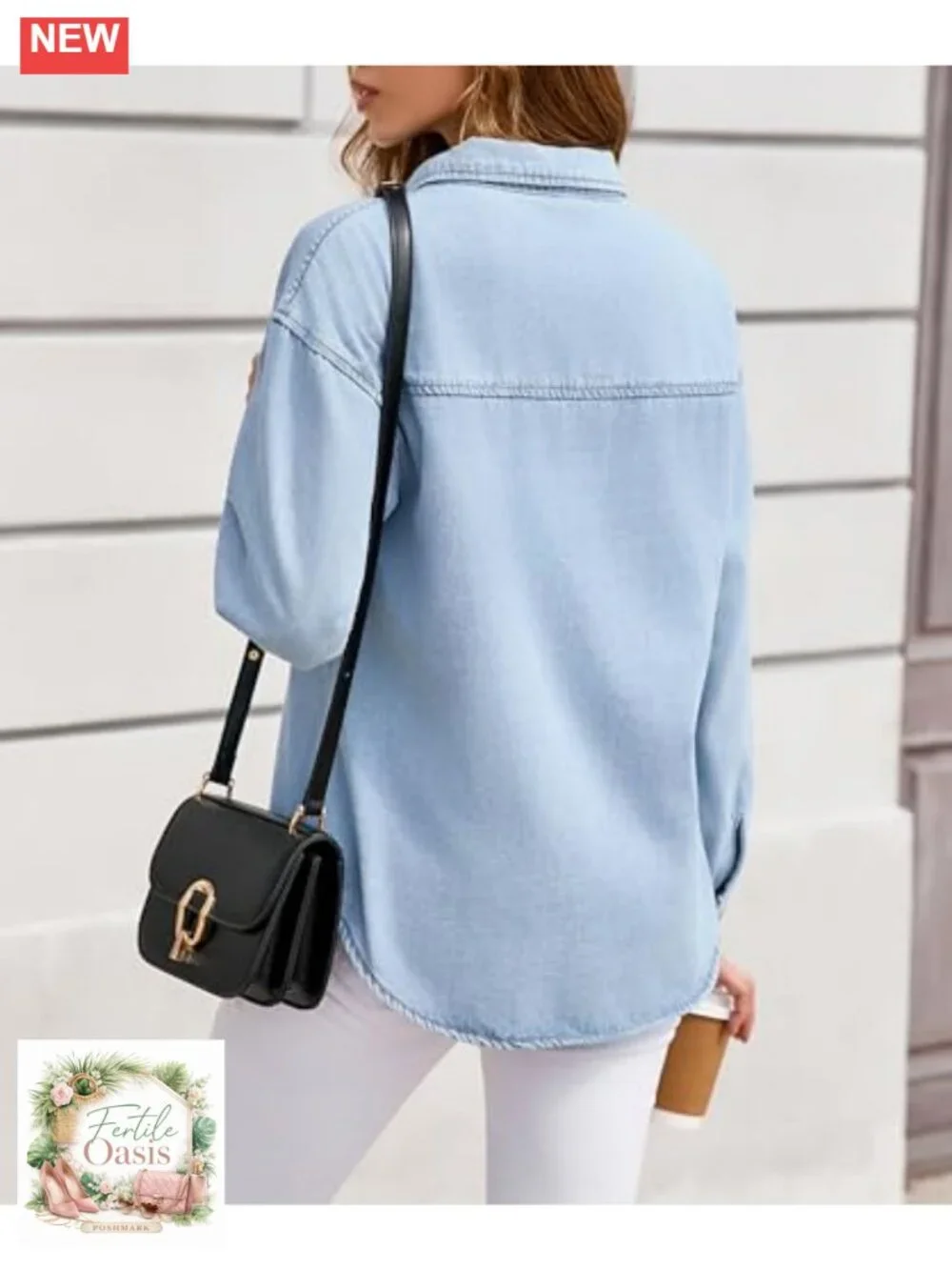 Oversized Denim Shirt Shacket Long Sleeve Jean Jacket Coat